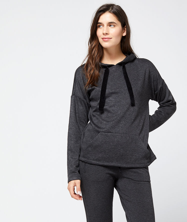 Sudadera homewear con motivos terciopelo c.gris.