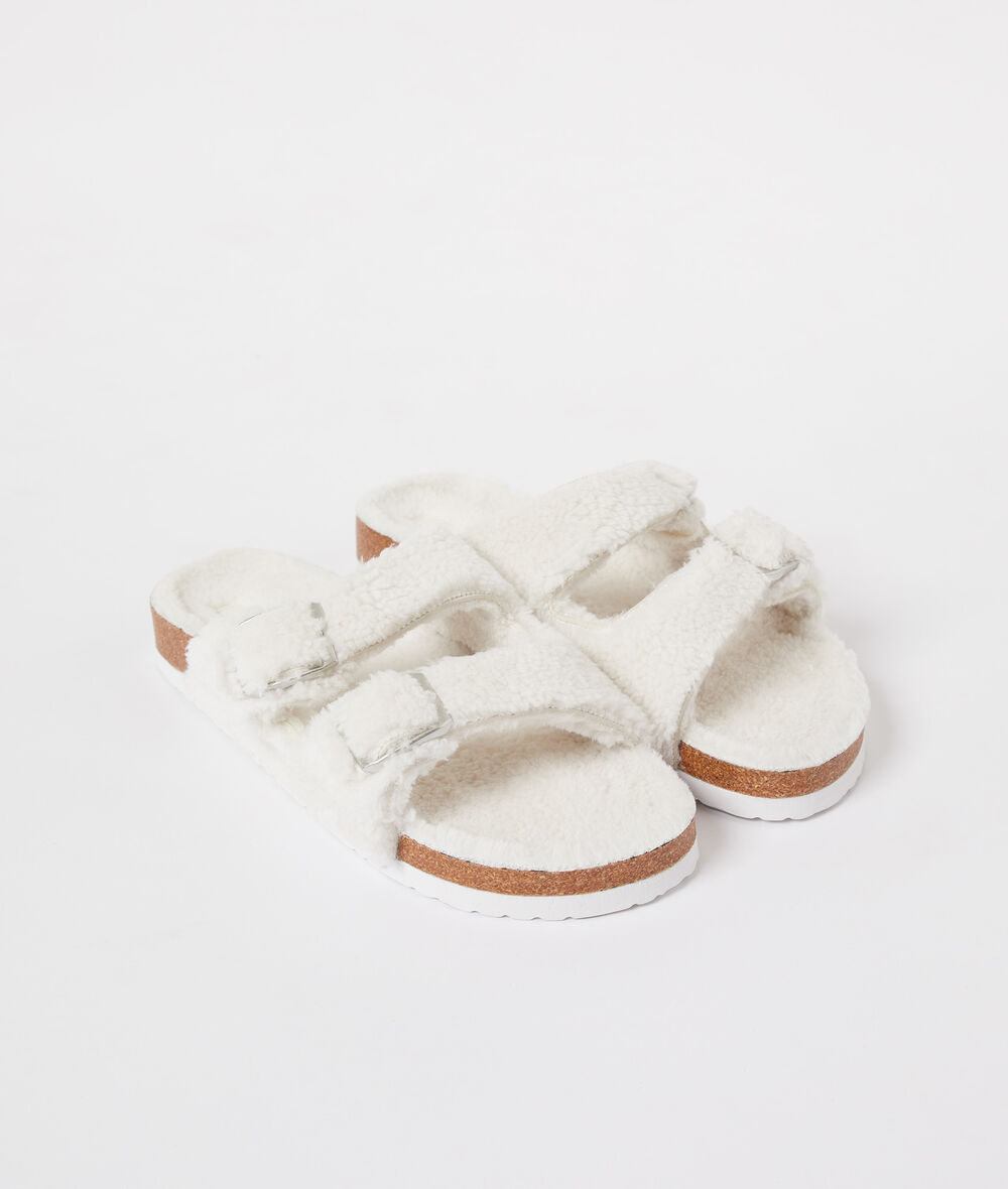 tipo chancla con borreguito - - ECRU -