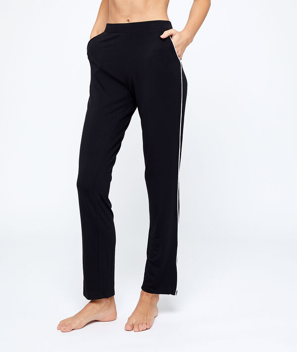 Pantalón pijama franjas laterales - WALLYNE - M - Negro - Mujer - Etam