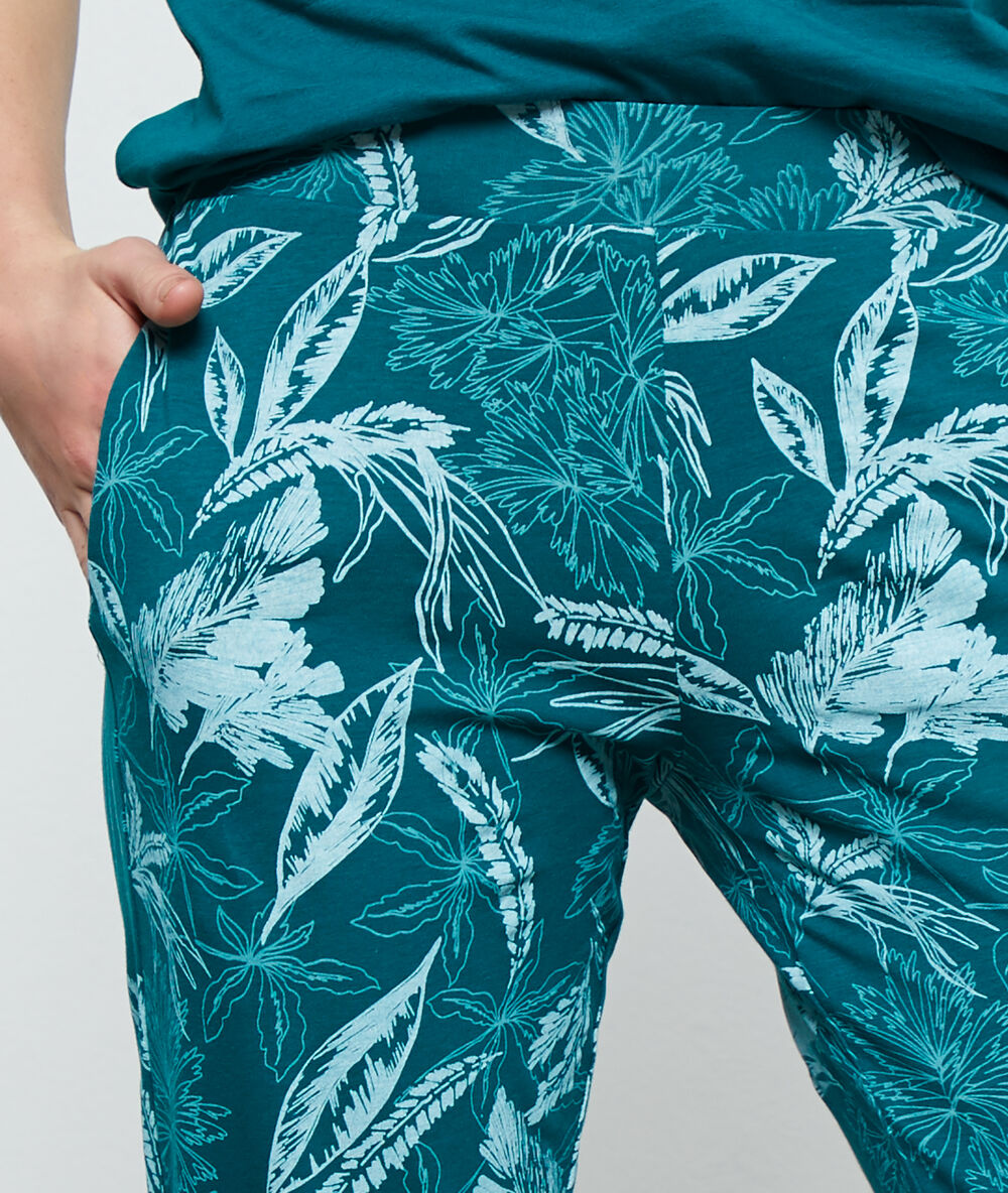 Pantalón estampado algodón orgánico verde.