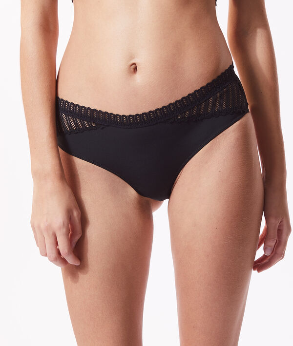 Culote de encaje y microfibra Culote de encaje y microfibra;${refinementColor}