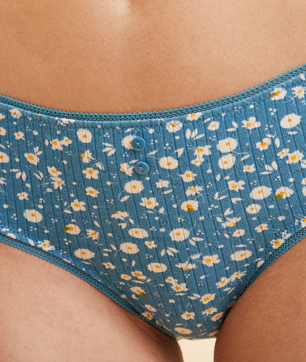 Braguita algodón estampada azul.