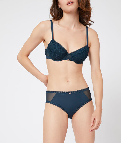 Culote de tul y microfibra azul.