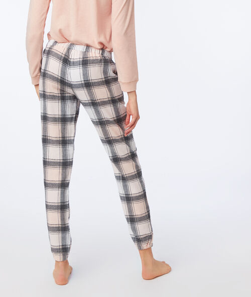 Pantalón algodón estampado de cuadros c.gris.