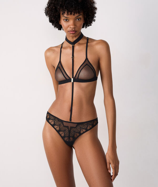 Body choker con tanga de tul y encaje Body choker con tanga de tul y encaje;${refinementColor}