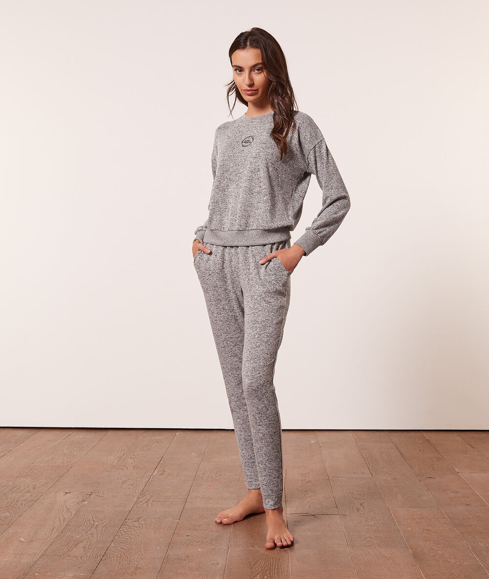 Pantalón pijama jaspeado c.gris.