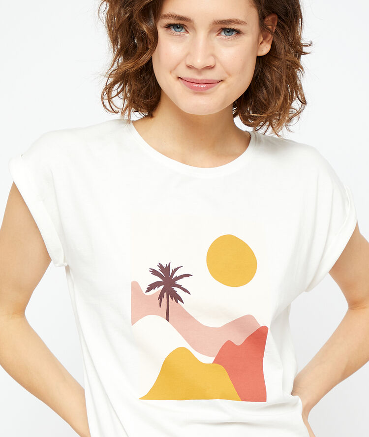 Camiseta estampada de algodón crudo.