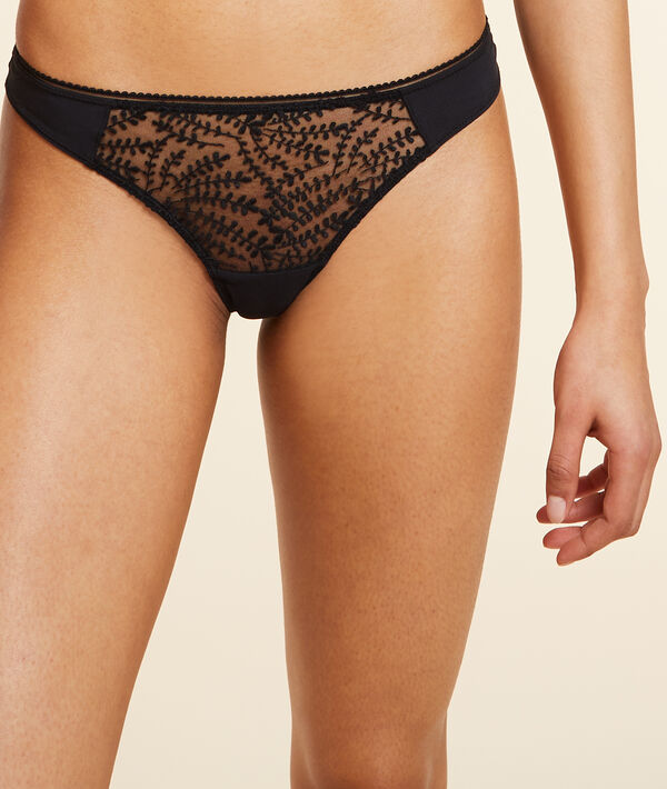 Tanga de tul bordado Tanga de tul bordado;${refinementColor}