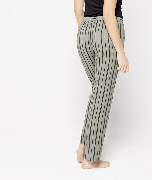 Pantalón estampado de rayas caqui.