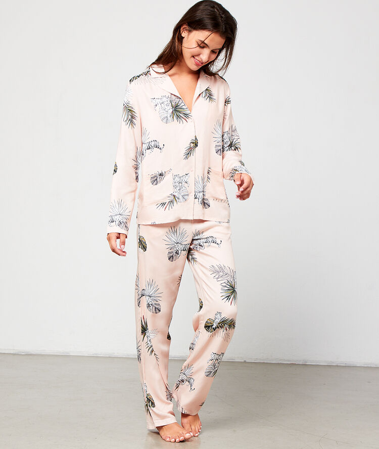Pantalón pijama estampado jungla rosa.