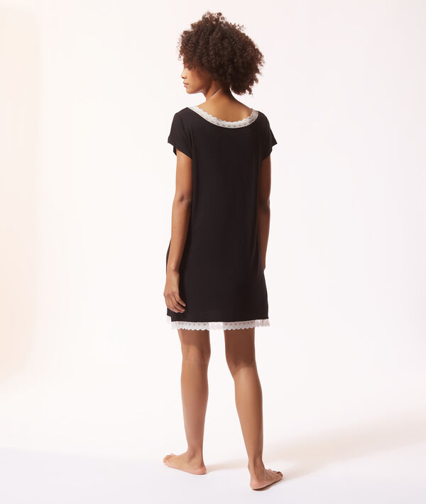 Camisón de viscosa y encaje Camisón de viscosa y encaje;${refinementColor}