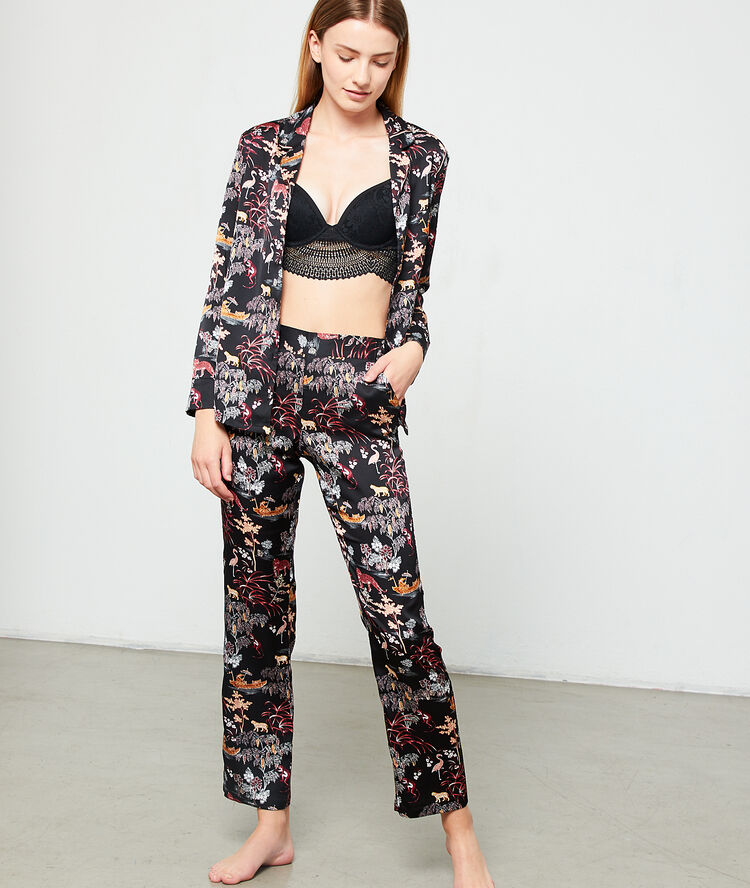 Camisa pijama estampado oriental violeta.