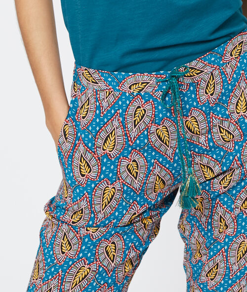 Pantalón estampado 7/8 azul.