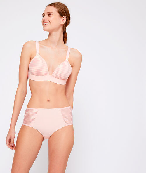 Braguita de microfibra, finas rayas rosa pálido.