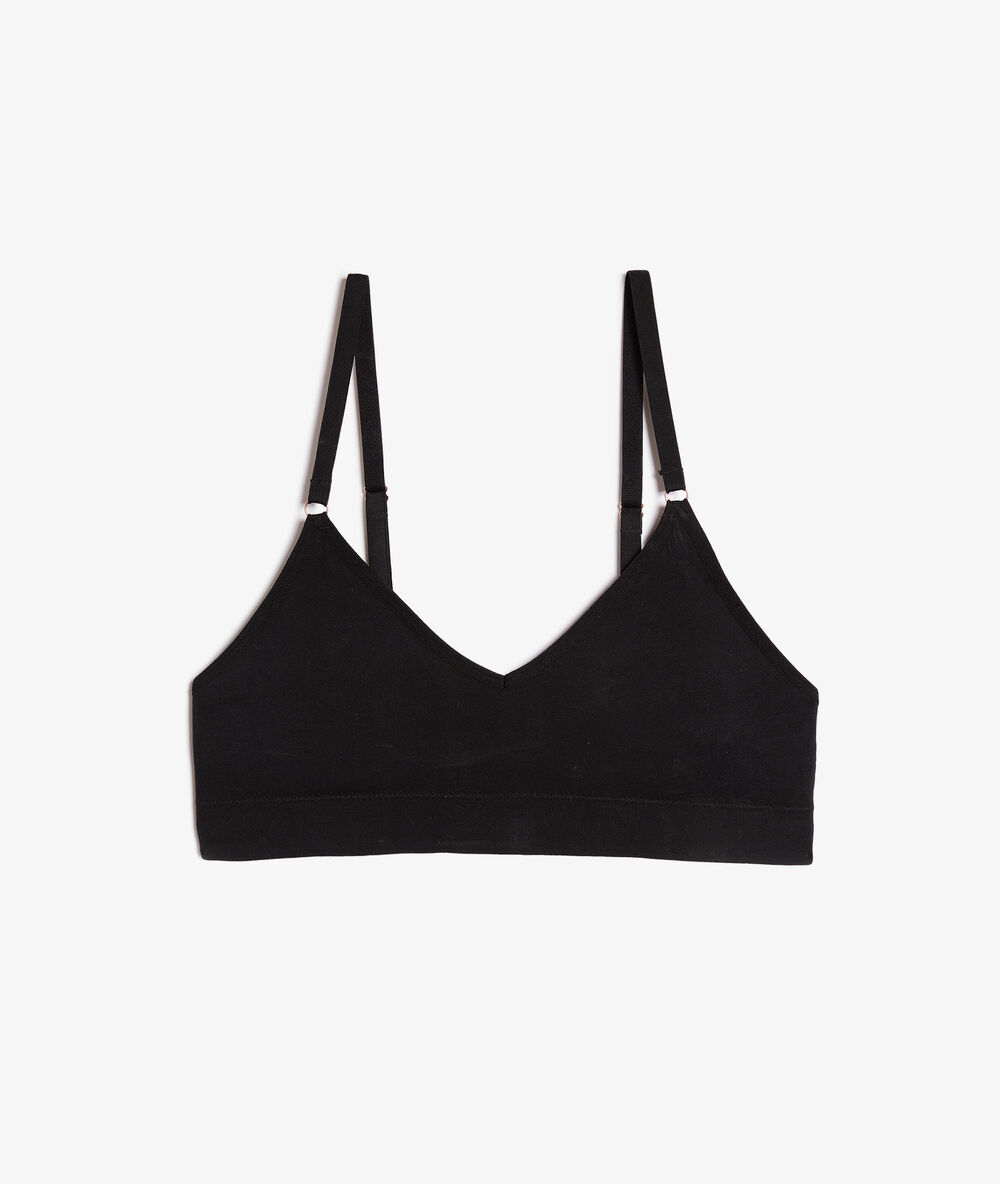 Top sin costuras, espumas extraíbles negro.