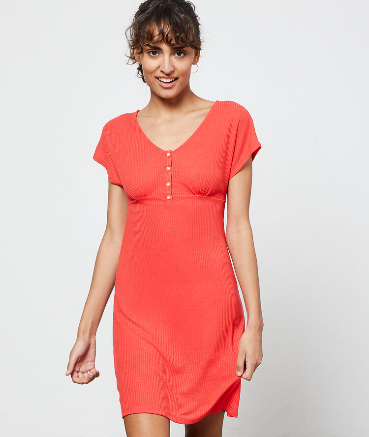 Camisón tejido canalé naranja.