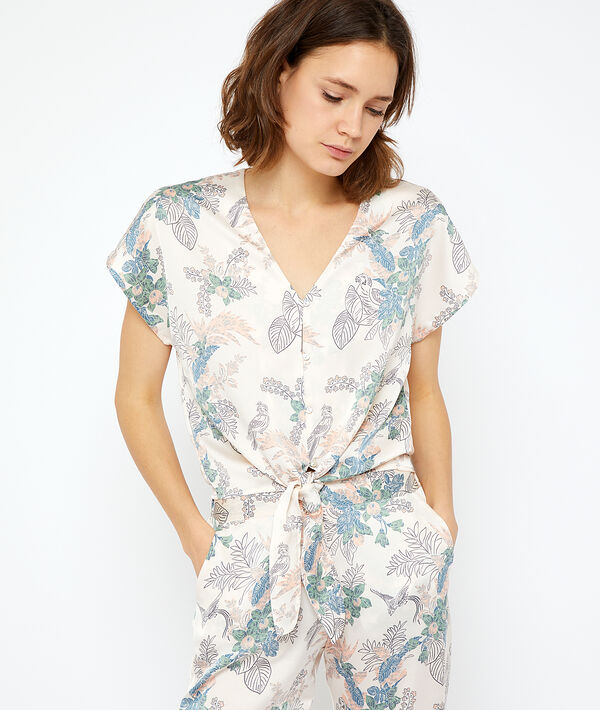 Top estampado con lazada Top estampado con lazada;${refinementColor}