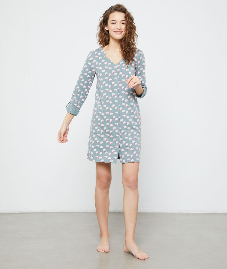 Camisón estampado floral caqui.