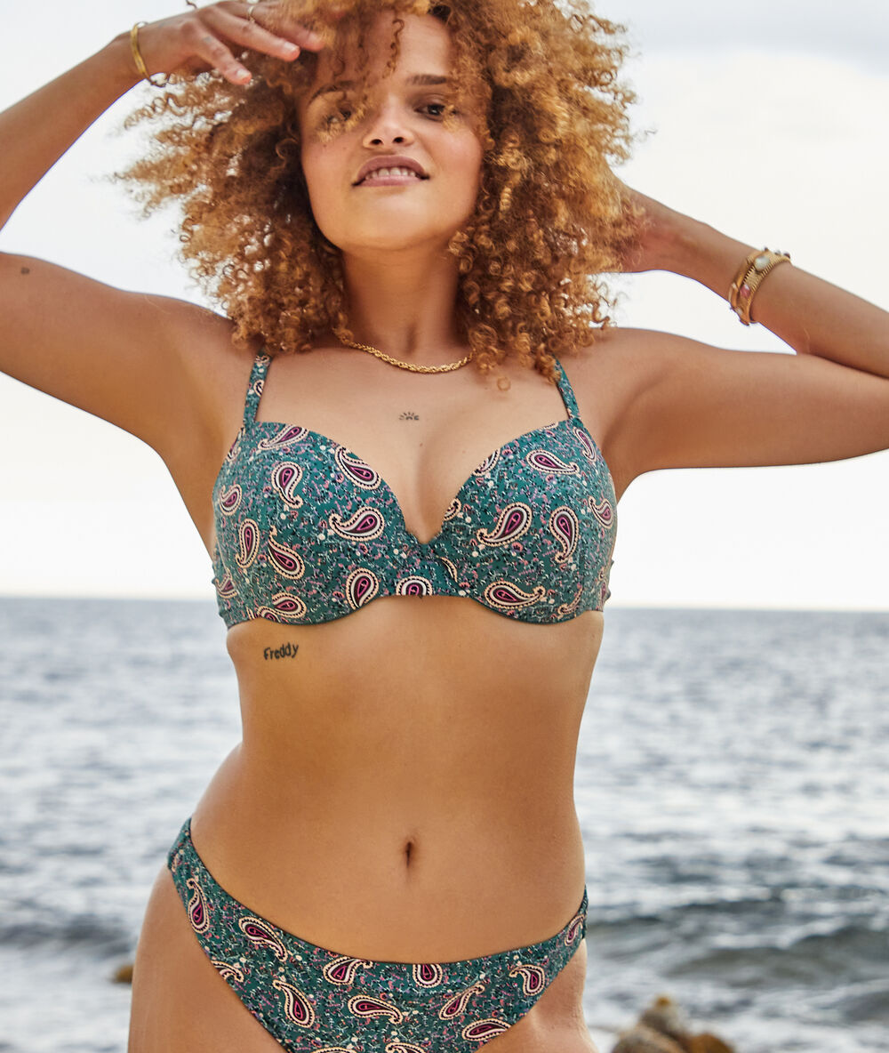Sujetador bikini con foam. copa d-e multicolor.