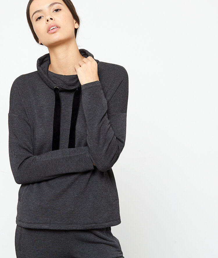 Sudadera cuello alto jaspeada c.gris.