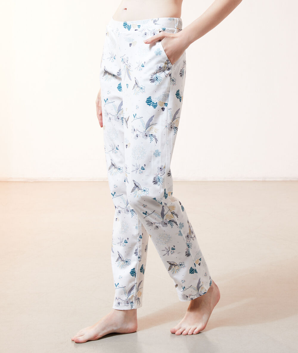 Pantalón pijama estampado crudo.