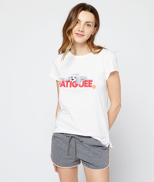Camiseta estampado perro crudo.