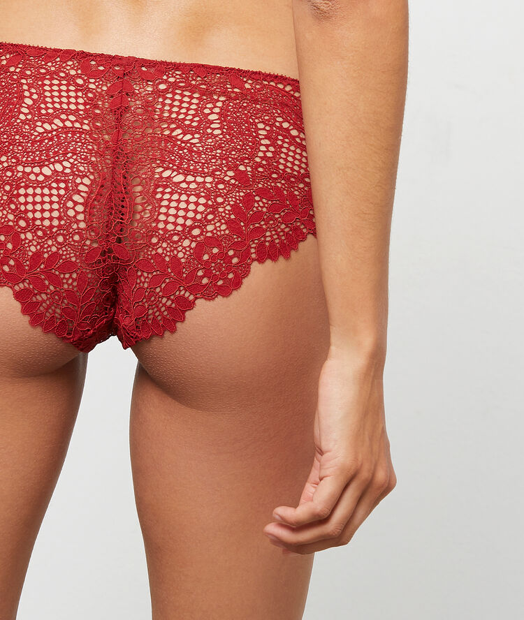 Culote de encaje floral rojo teja.
