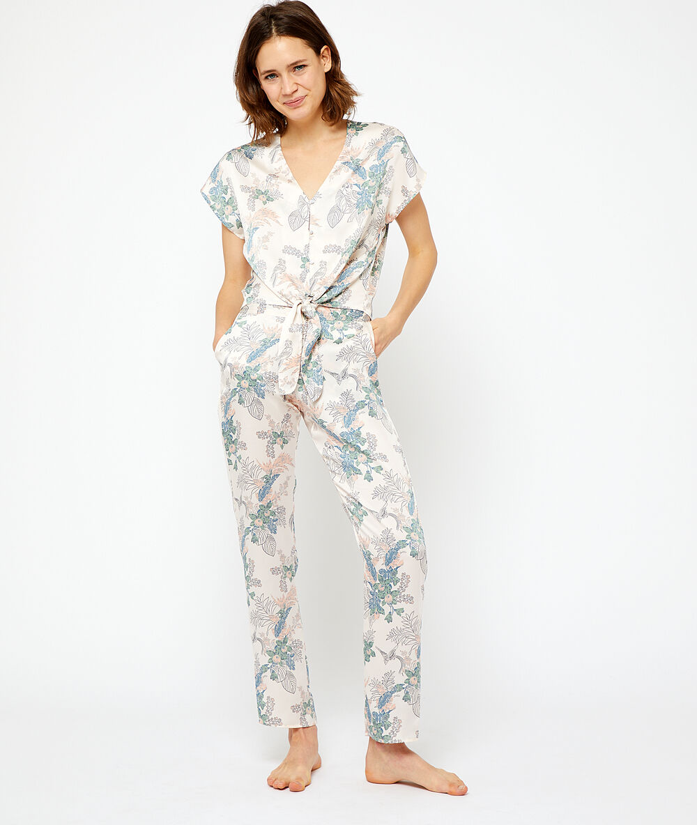 Pantalón estampado estampado blanco.