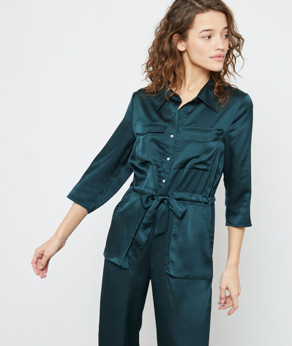 Mono estilo militar de satén Mono estilo militar de satén;${refinementColor}