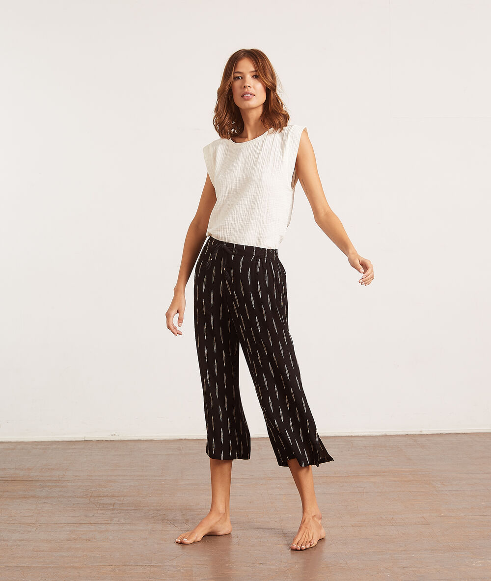 Pantalón pijama 7/8 negro.