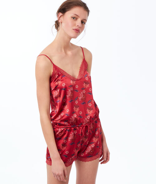 Mono corto satén estampado floral Mono corto satén estampado floral