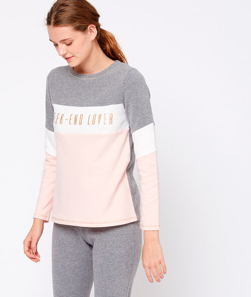 Jersey tipo sudadera con franjas contrastadas rosa.