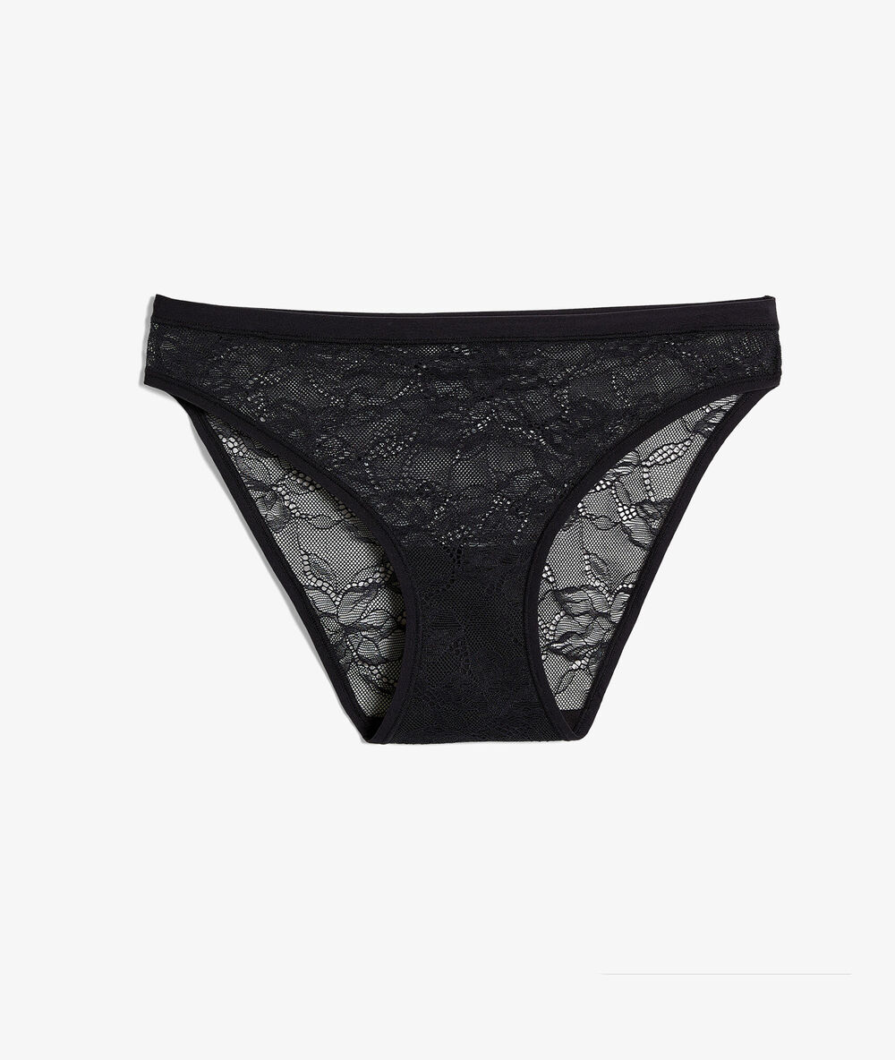 Braguita de encaje y microfibra negro.