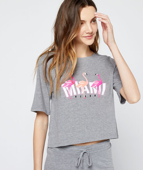 Camiseta corta 'miami beach' c.gris.