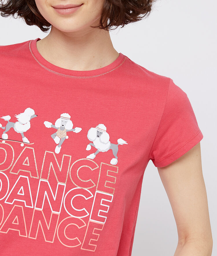 Camiseta estampado caniches rosa.