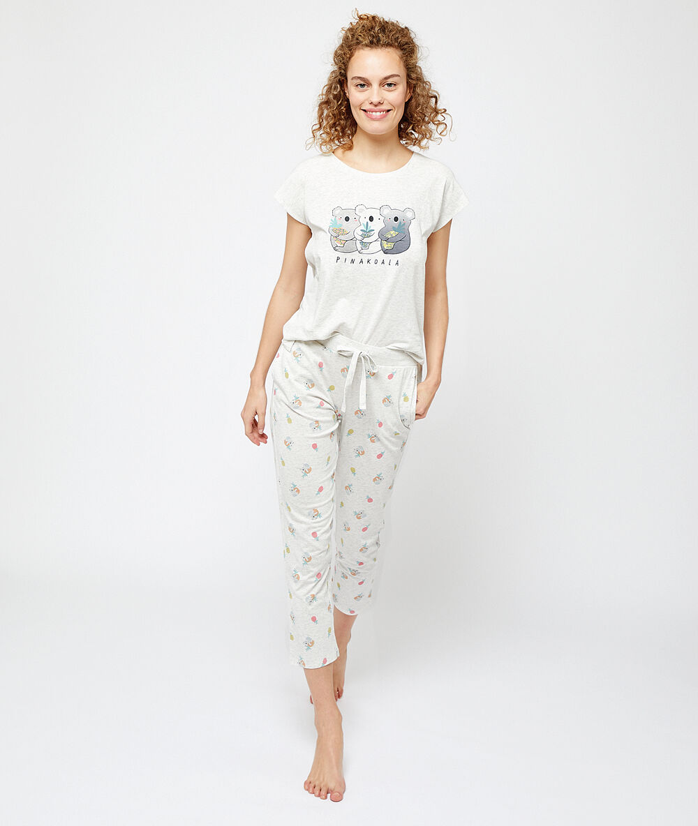 Camiseta estampado 'piña koala' crudo.
