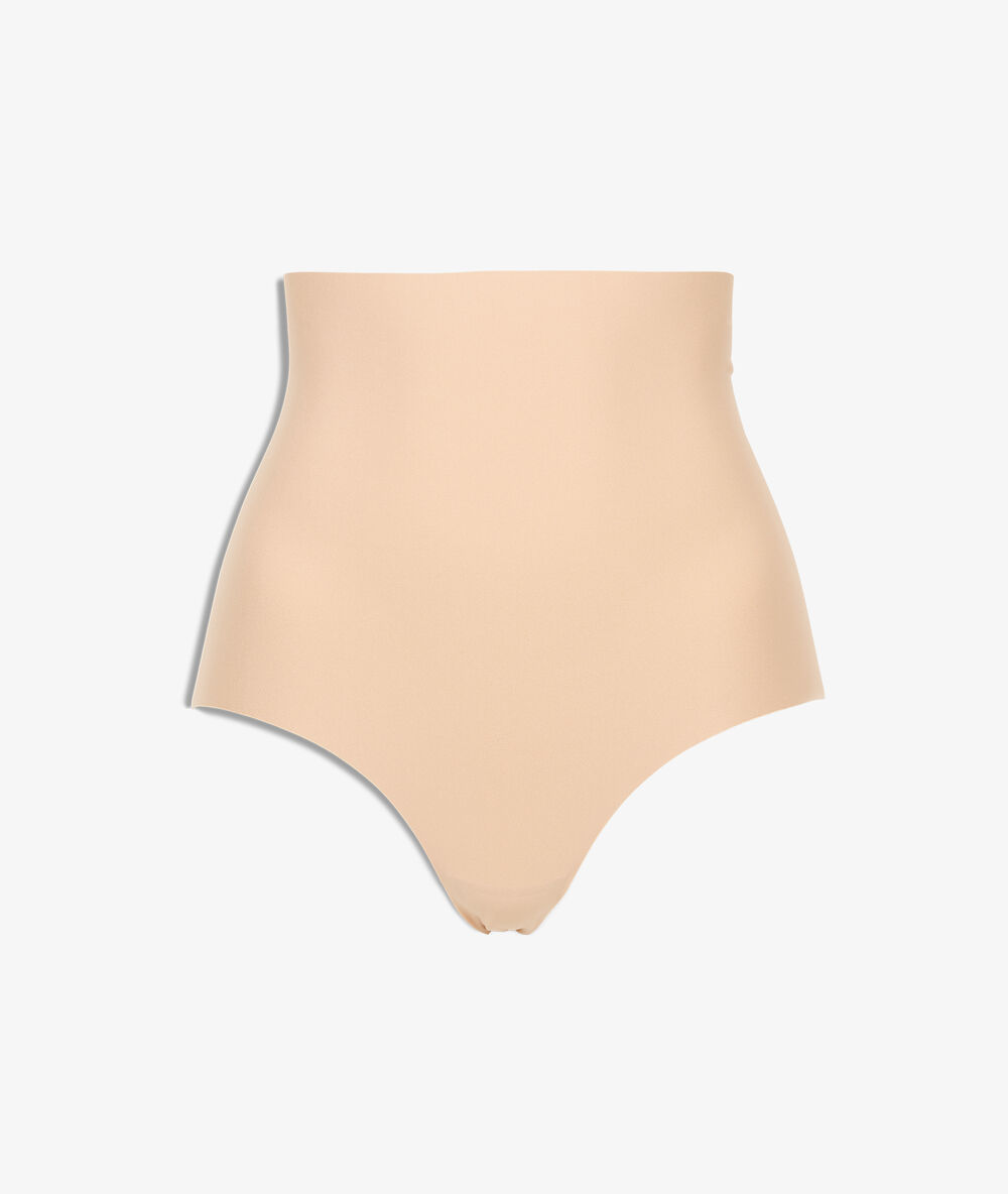Braguita talle alto de microfibra. sujeción fuerte c.beige.