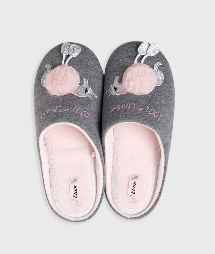Zapatillas forma unicornio c.gris.