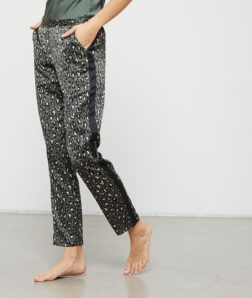 Pantalón de satén estampado leopardo Pantalón de satén estampado leopardo