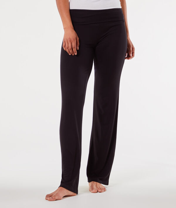 Pantalón largo de viscosa - AMELIA - Pijamas - M - Negro - Mujer - Etam