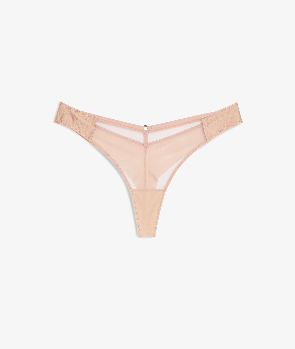 Tanga de seda y tul maquillaje.