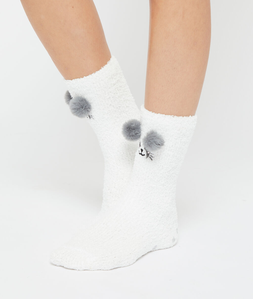 Calcetines panda blanco.