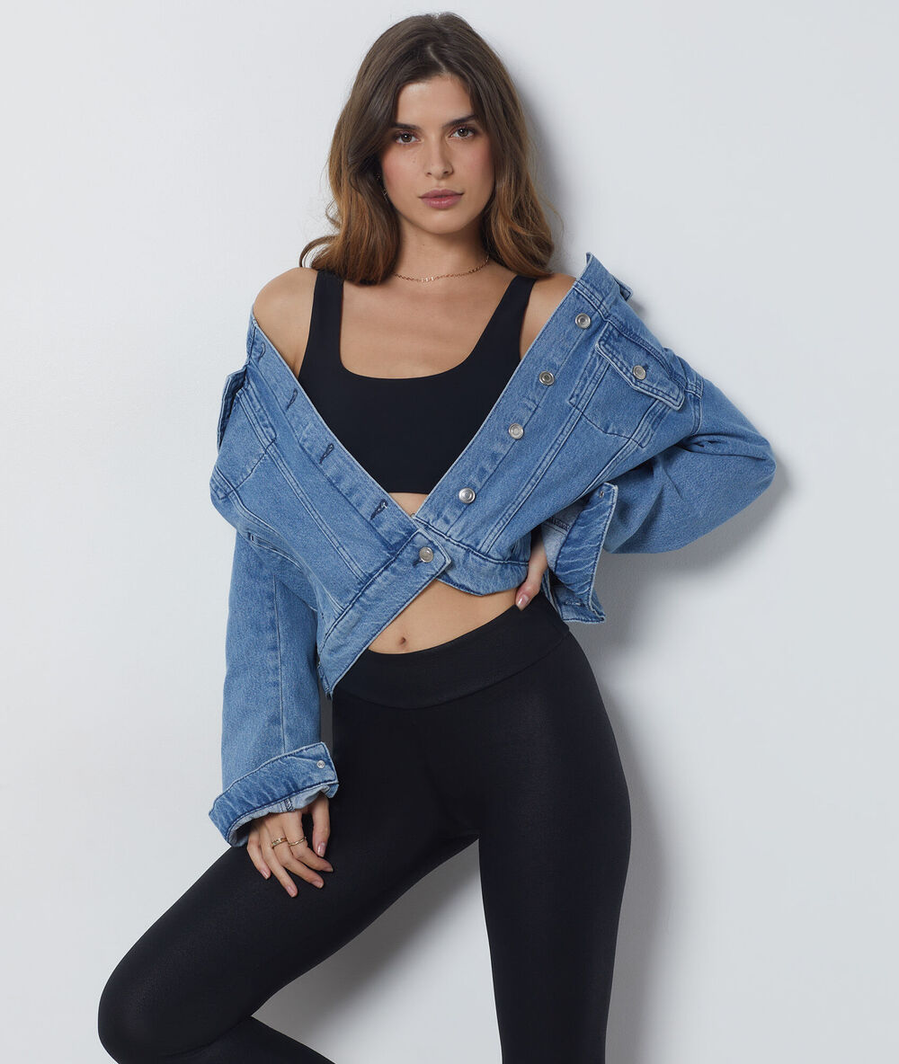 Leggings efecto piel negro.