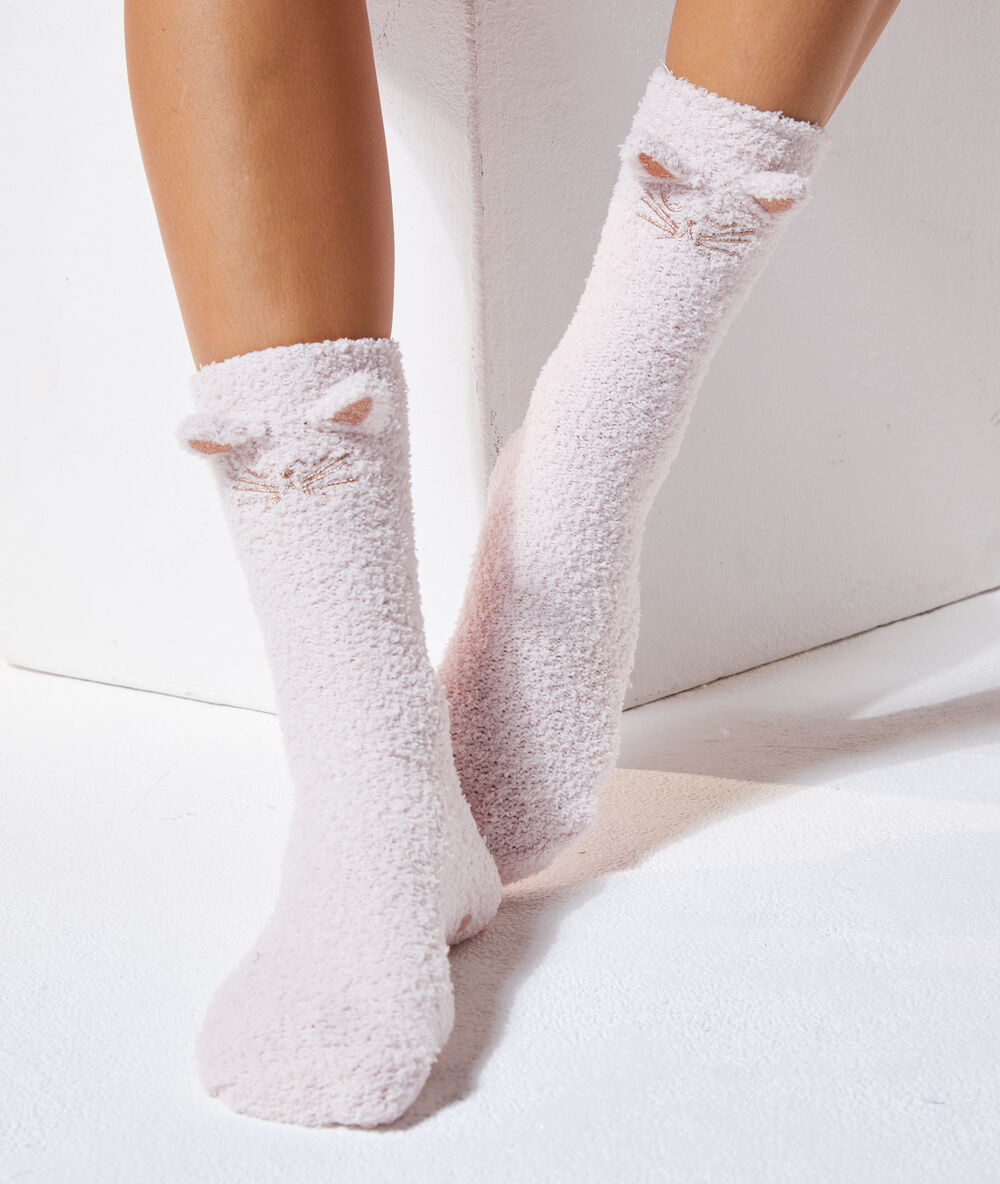 Calcetines homewear rosa.