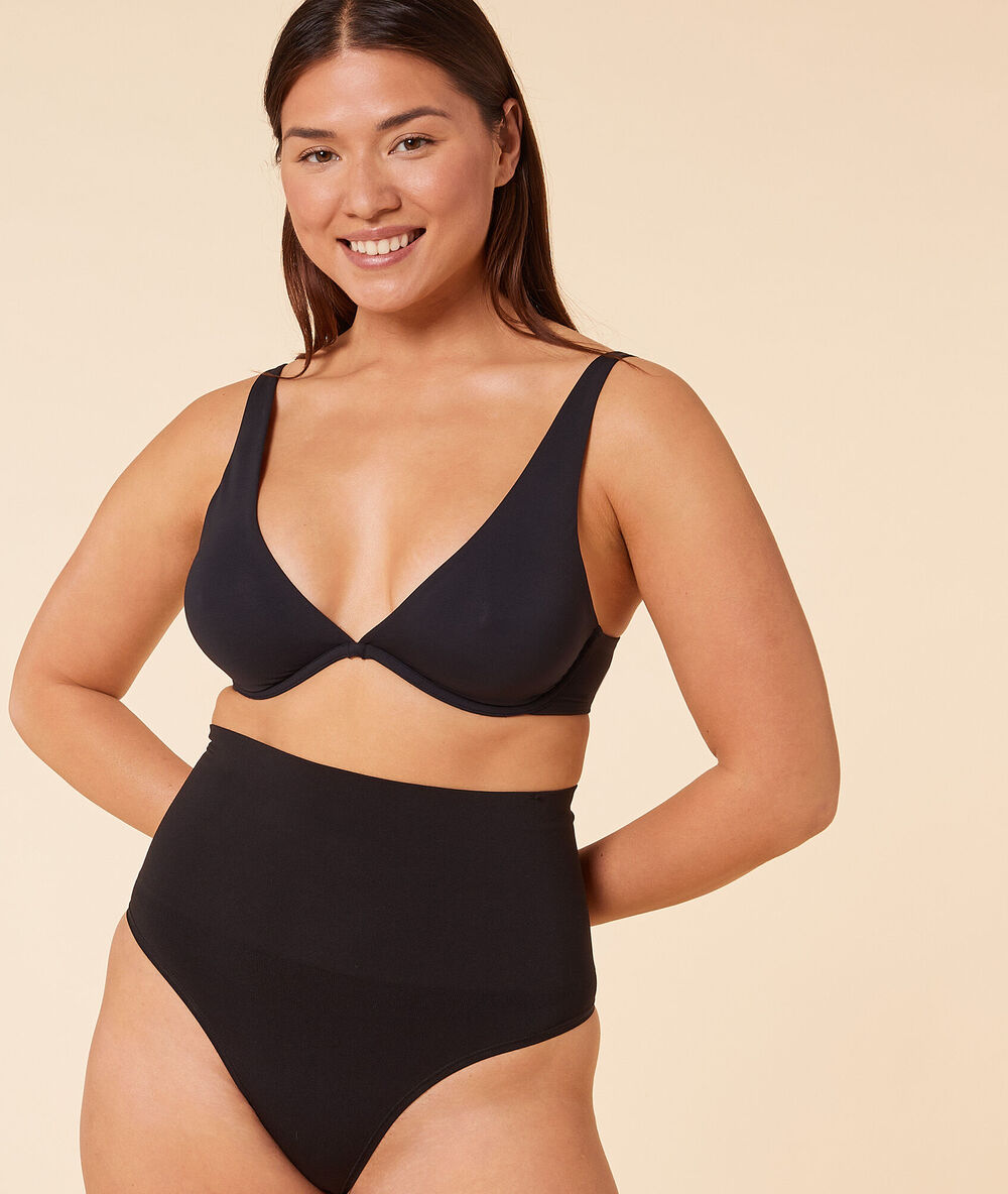 Tanga de talle alto. sujeción media negro.