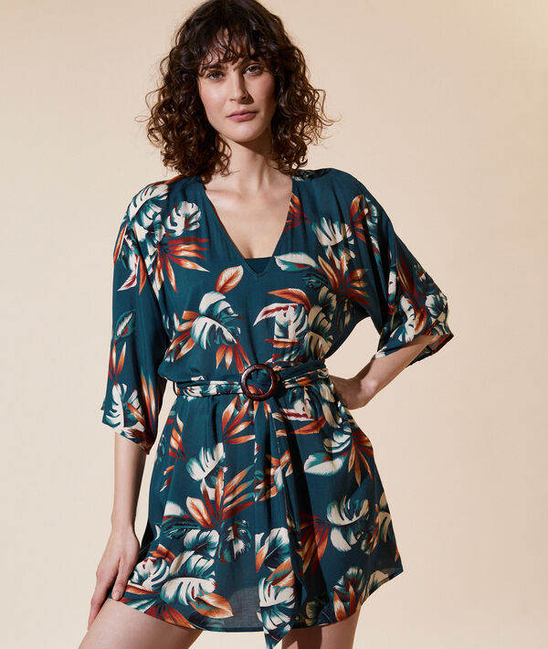 Túnica estampado tropical - MILLY - S - Azul - Mujer - Etam