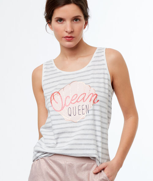 Top estampado concha blanco.