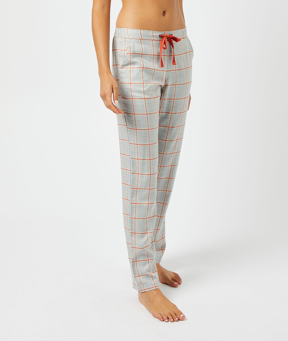 Pantalón estampado de cuadros c.gris.
