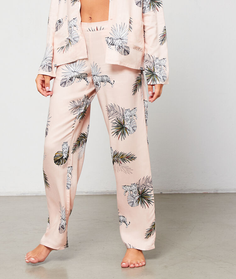 Pantalón pijama estampado jungla rosa.