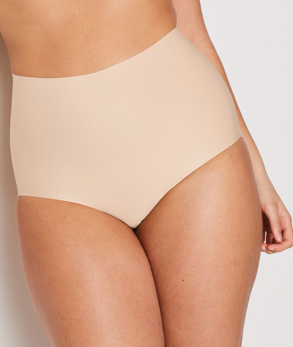 Braguita talle alto de microfibra. sujeción fuerte c.beige.